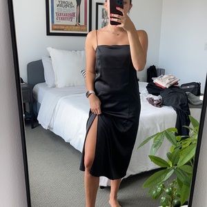 Zara Black Satin Slip Dress